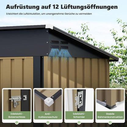 Metall Gartenhaus 1,5 m² Pultdach – Braun