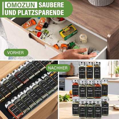24er Gewürzgläser Set mit Etiketten und Streueinsatz