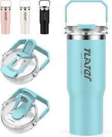 Kaffeebecher to Go, 30 oz Trinkflasche mit Strohhalm, Edelstahl Vakuum
