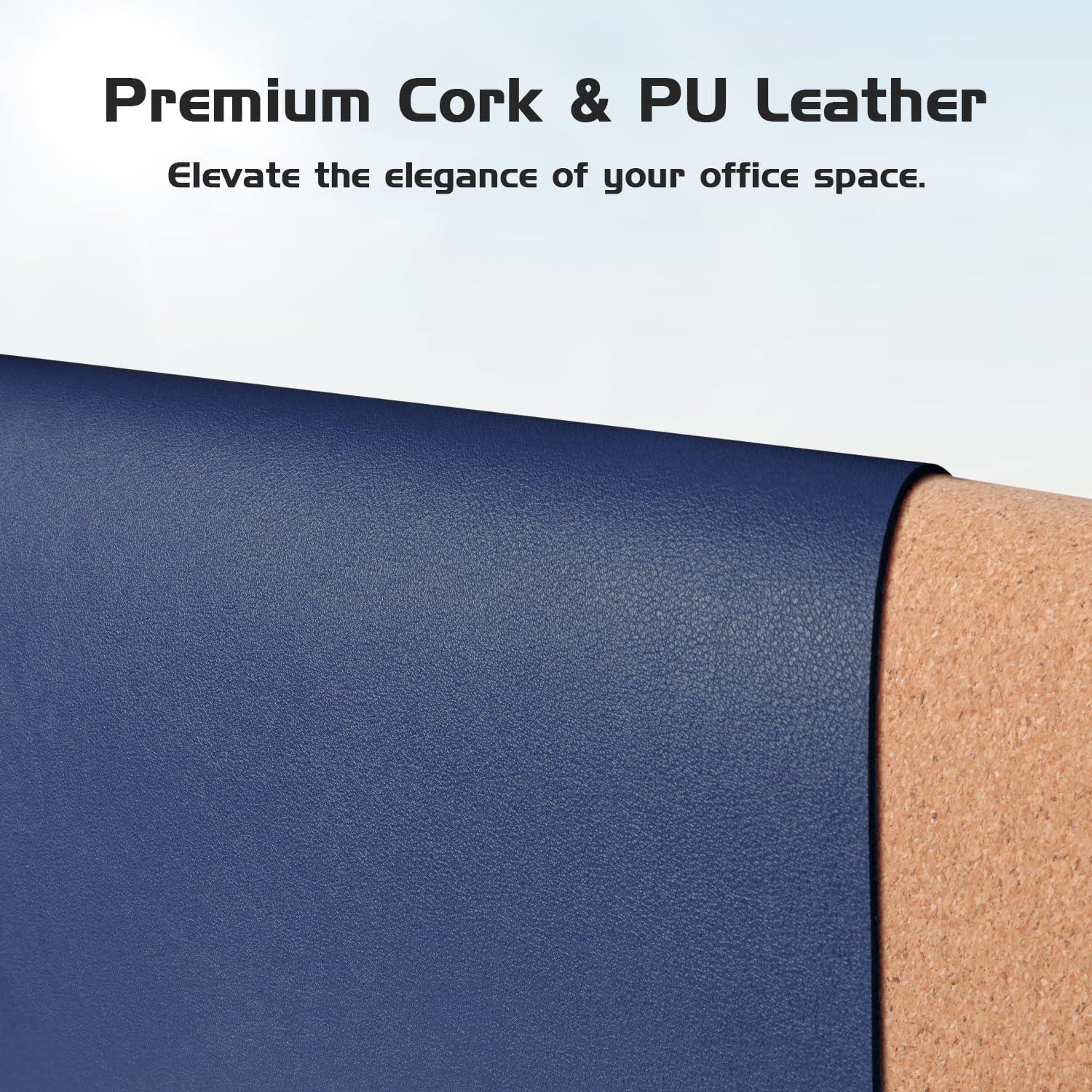 Schreibtischunterlage Kork PU-Leder wasserdicht 96x43cm Blau