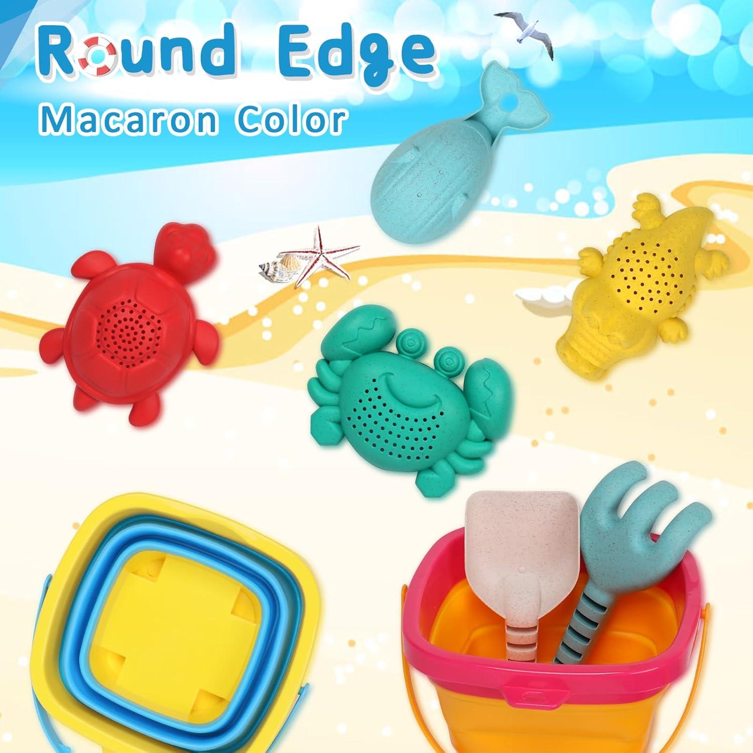 Sandspielzeug Set mit 2 Faltbar Strand Eimern, Sandformen