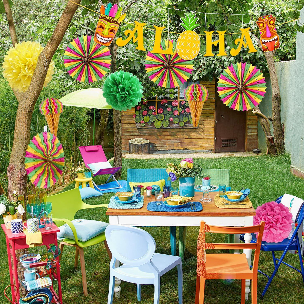 Tropical Summer Beach Party Deko Set Aloha Flamingo Tiki Bar