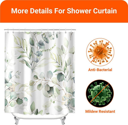 Duschvorhang Blattmuster 180x200 cm wasserabweisend Waschbar Polyester Badezimmer