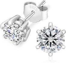 Moissanite Ohrringe 925 Silber Damen VVS1 D 14K Gold 6mm 1,6ctw 0,80ct