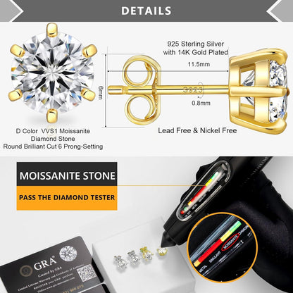 Moissanite Ohrringe Silber Diamant 2,0 ct Damen Gold