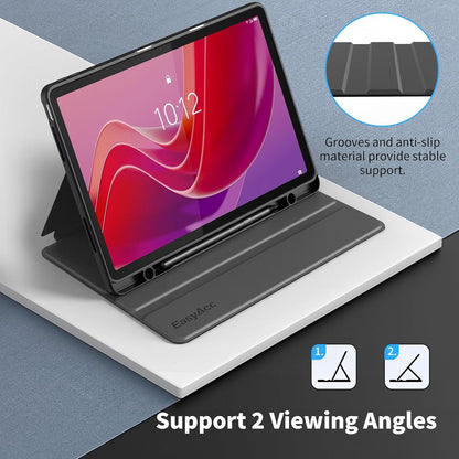 EasyAcc Lenovo Tab M11 TB330 2024 Hülle Stifthalter Dünn Folio Stand Grauschwarz