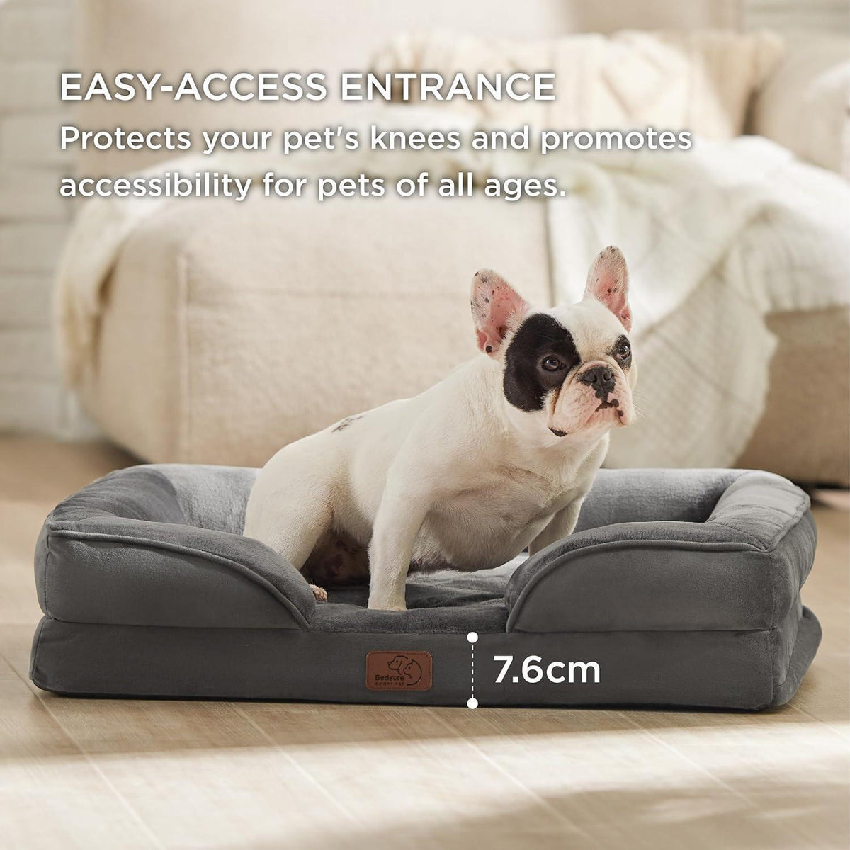 Orthopädisches Hundebett L 71x58cm Dunkelgrau