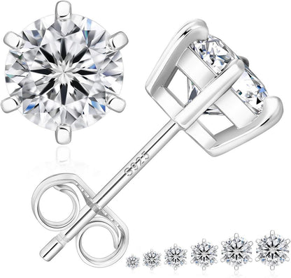 KRKC&CO Silber 925 Moissanit Ohrringe Damen 1,2 ct VVS1 D Rundschliff