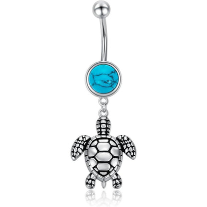 Bauchnabelring Schildkröte 925 Sterling Silber mit Türkis