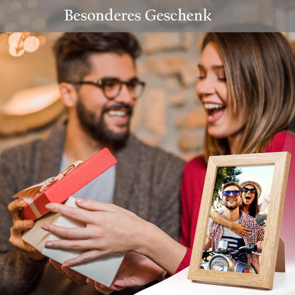 2er Set Kleine Bilderrahmen 10x15 cm MDF Eichenoptik Drehverschluss