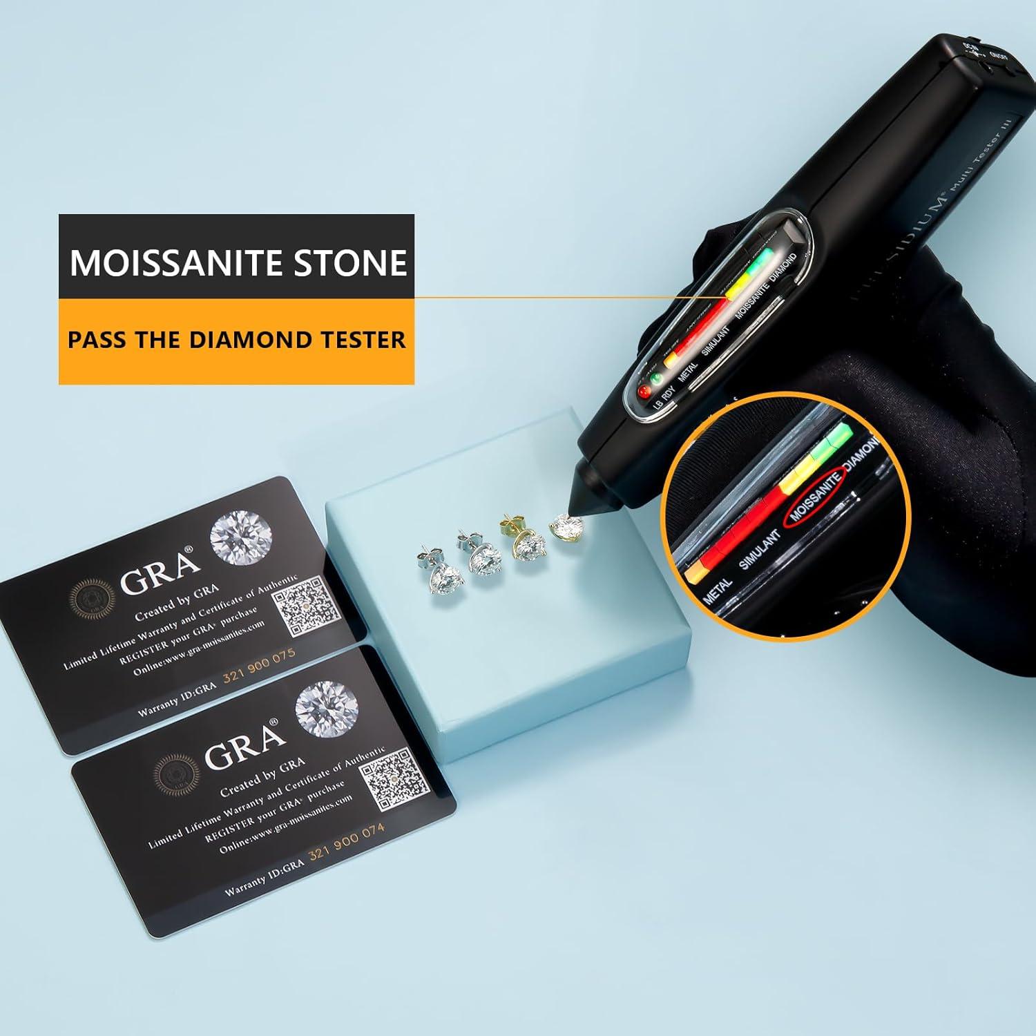 KRKC&CO Moissanit Diamant Ohrstecker 925 Silber Damen allergiefrei 0,6 Karat Gold 3-Krappen