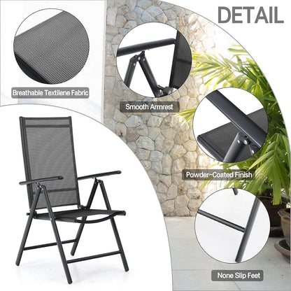 Gartenmöbel Set 6 Personen Aluminium Klappbar Schwarz