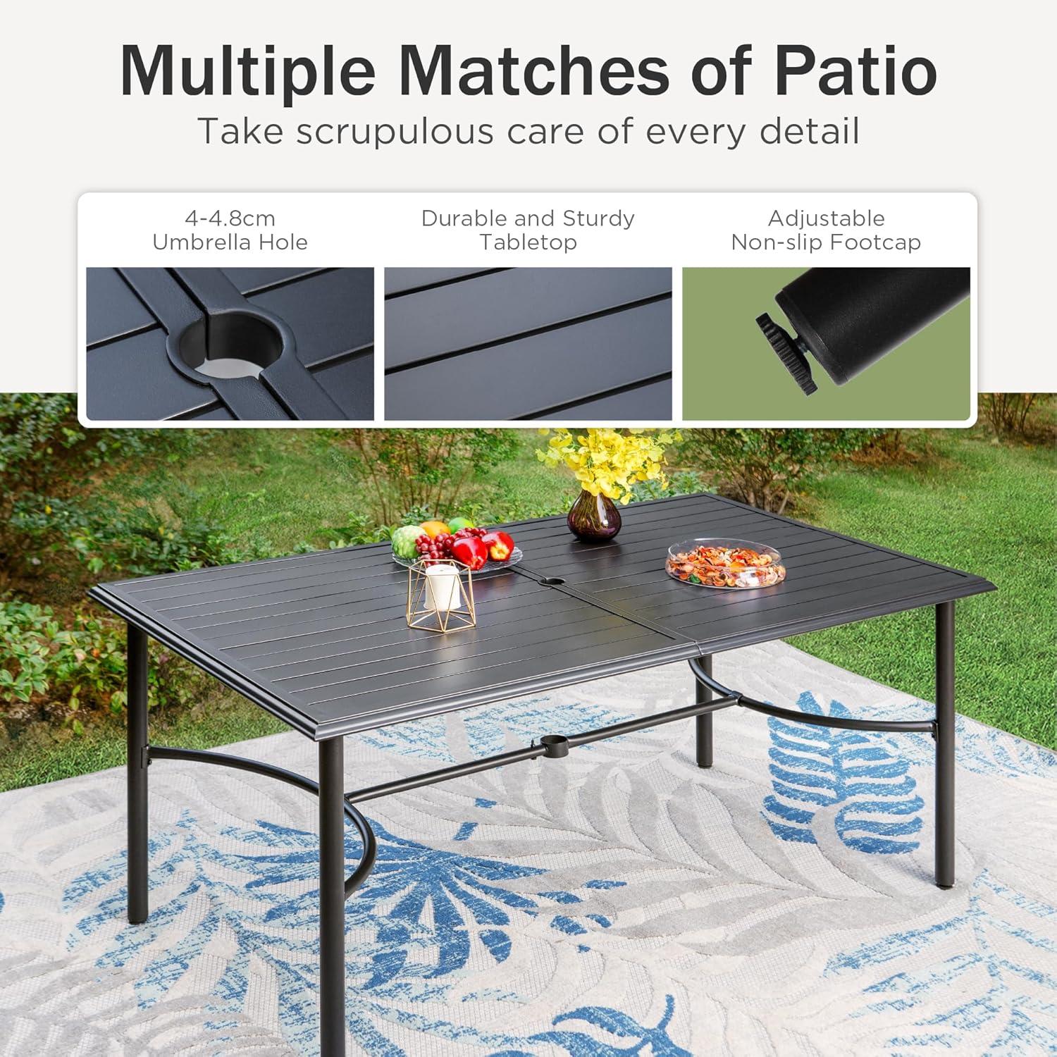 Gartenmöbel Set 6 Personen Verstellbar Aluminium Klappbar Schwarz