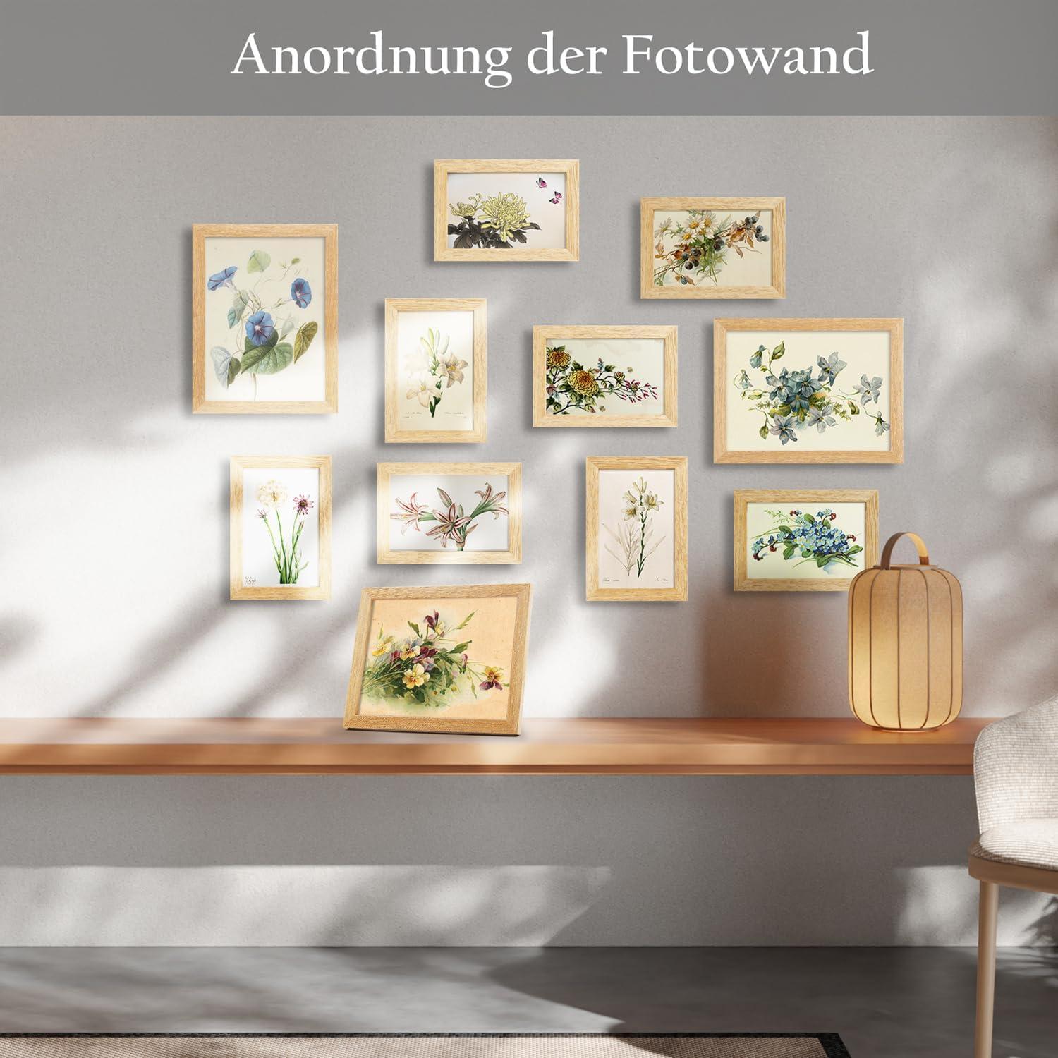 Bilderrahmen 4er Set 15x20 cm Eichenoptik Acrylglas Drehverschluss