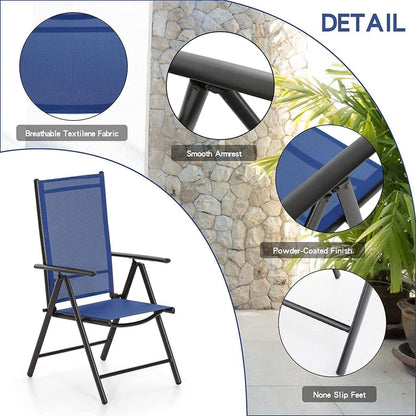 Gartenmöbel Set 7-Fach Verstellbar 6 Personen Aluminium Blau