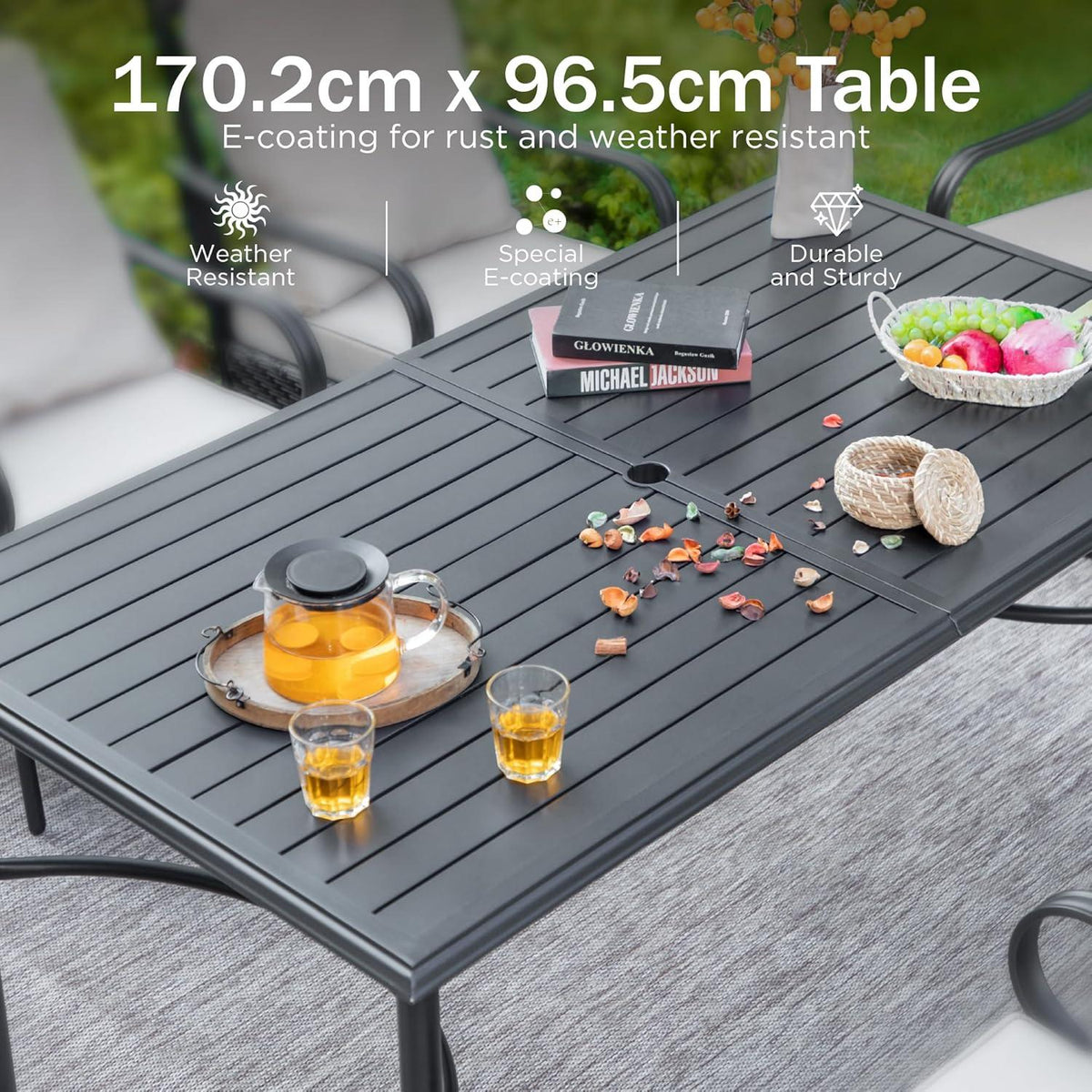 Gartenmöbel Set 6 Personen 7-Fach Verstellbar Klappbar Aluminium Blau