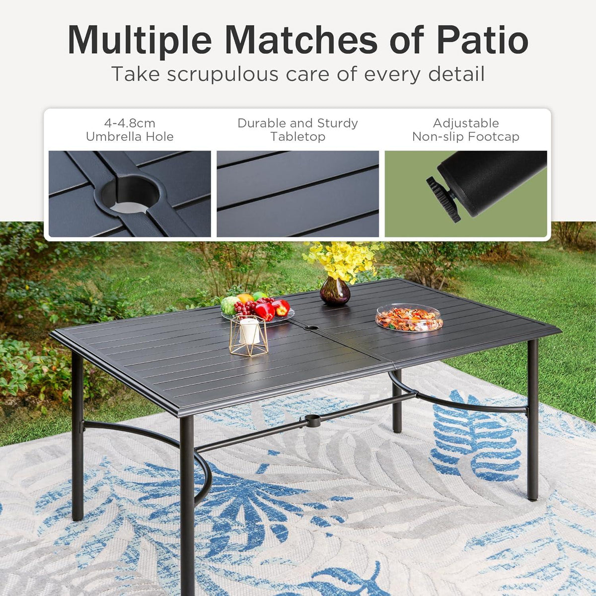 Gartenmöbel Set 6 Personen 7-Fach Verstellbar Klappbar Aluminium Blau