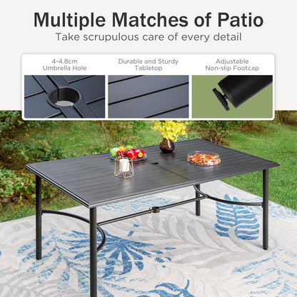 Gartenmöbel Set 6 Personen 7-Fach Verstellbar Klappbar Aluminium Blau