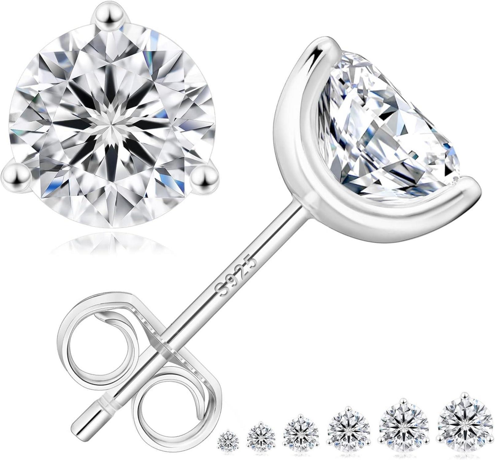 Moissanite Ohrstecker Silber 925 Damen VVS1 Diamant 1,2 Karat