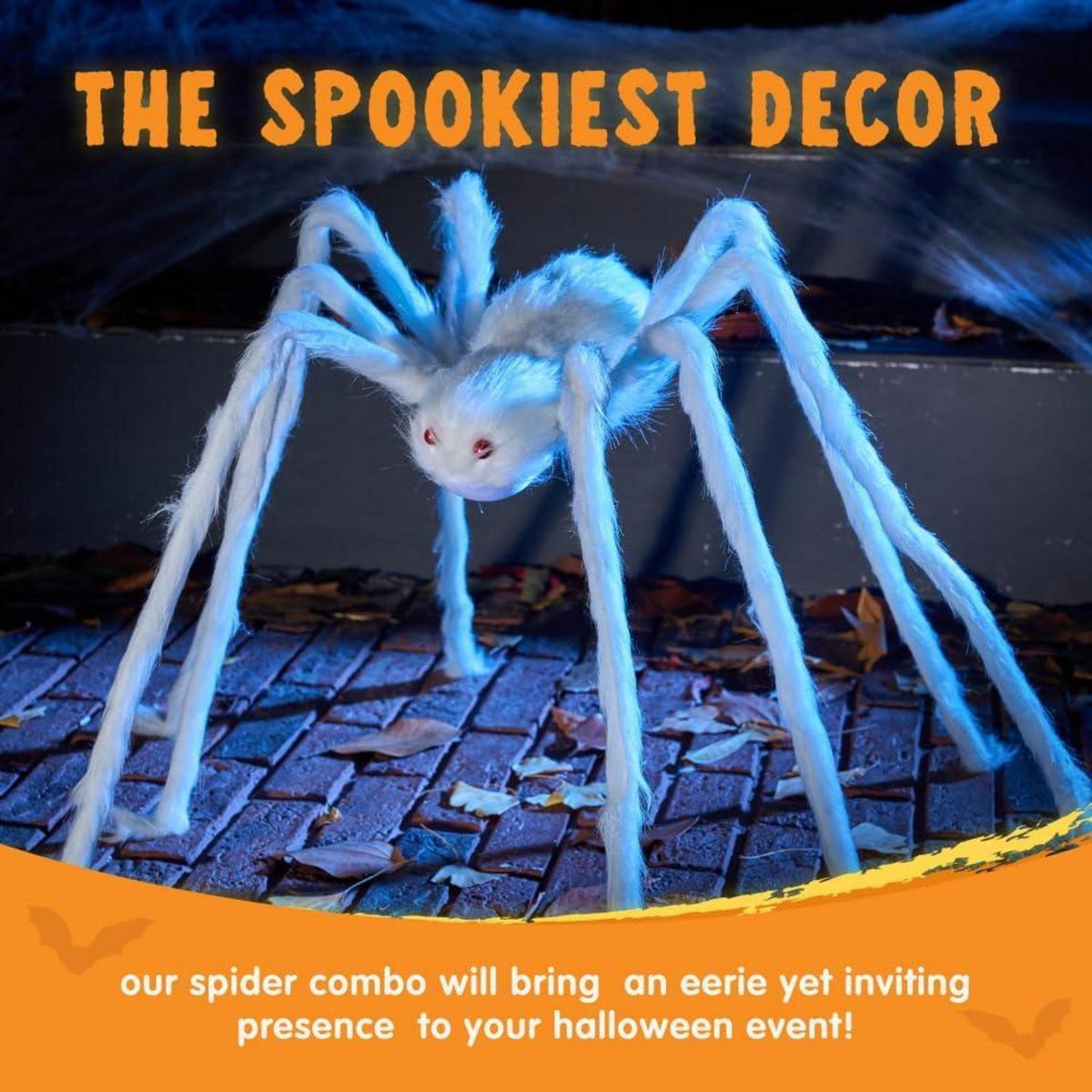 JOYIN 150 cm Weiße Riesenspinne Halloween-Dekoration Haarig Gruselig