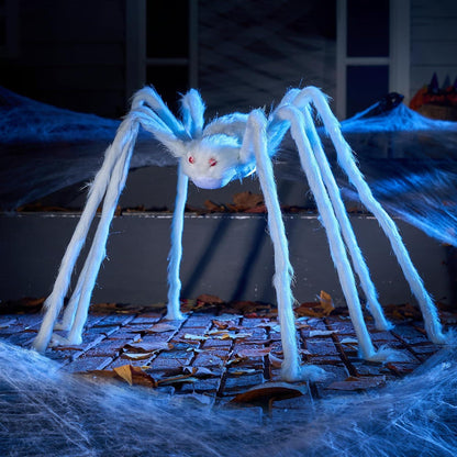 JOYIN 150 cm Weiße Riesenspinne Halloween-Dekoration Haarig Gruselig