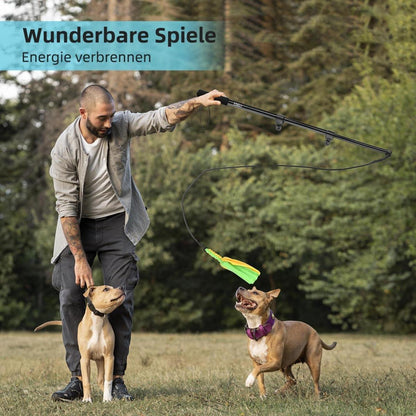 Reizangel Hunde Große Hundespielzeug Ausziehbar Flirt Pole mit Seil