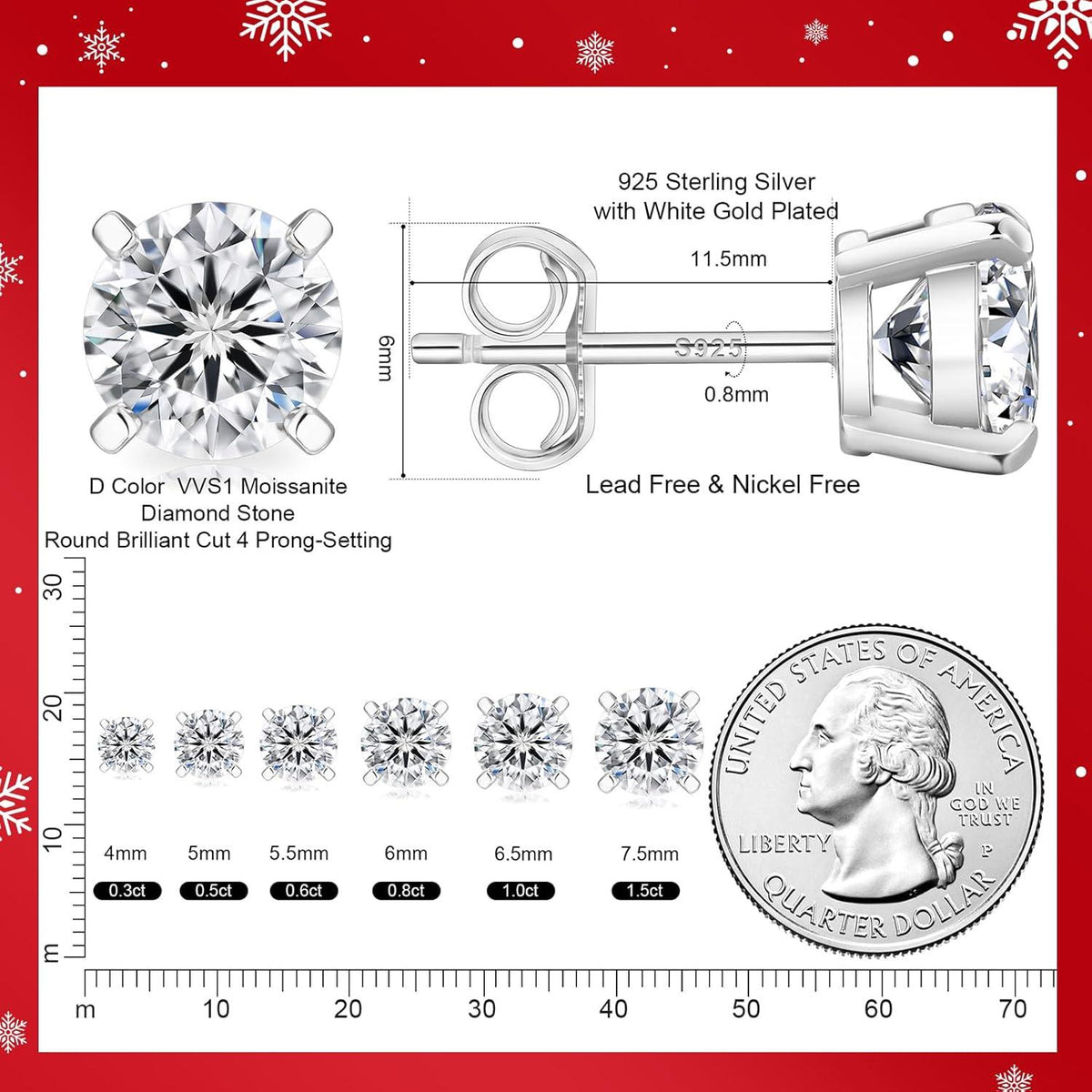 Moissanite Ohrringe Silber 925 Damen Diamant VVS1 14K Gold Geschenk