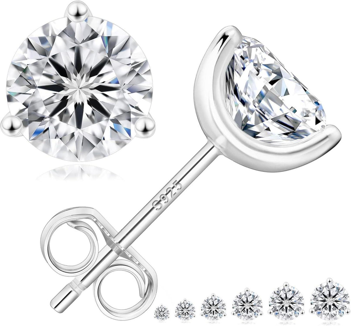 Moissanite Ohrringe 925 Silber Damen 1,6ctw VVS1 D 6mm Rundschliff