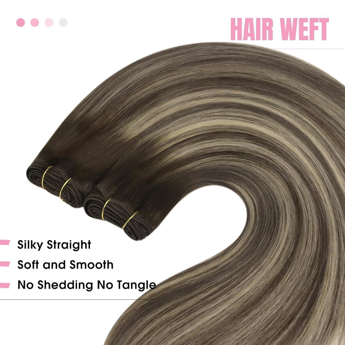 Echthaar Tressen Ombre Braun Aschblond 55cm - 100g Weft