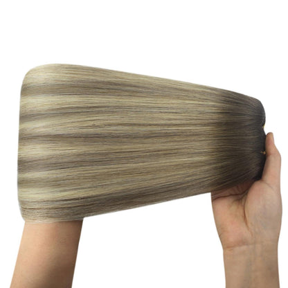 Echthaar Tressen Balayage Braun Ombre Blond 55cm