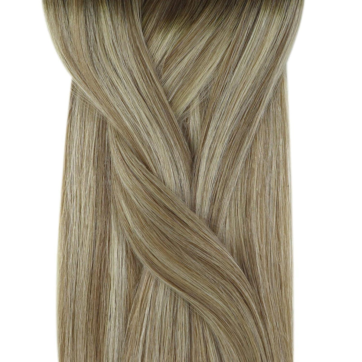 Echthaar Microring Extensions Braun Balayage Blond 45cm