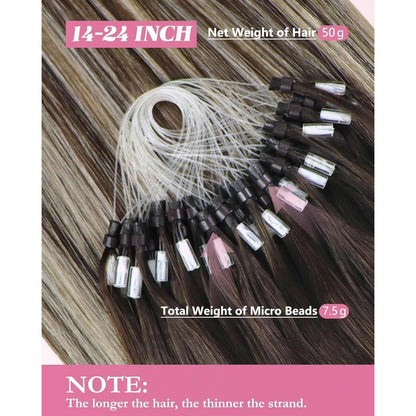 Microring Extensions Ombre Braun Blond 55cm Echthaar