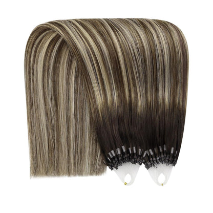 Microring Extensions Ombre Braun Blond 55cm Echthaar