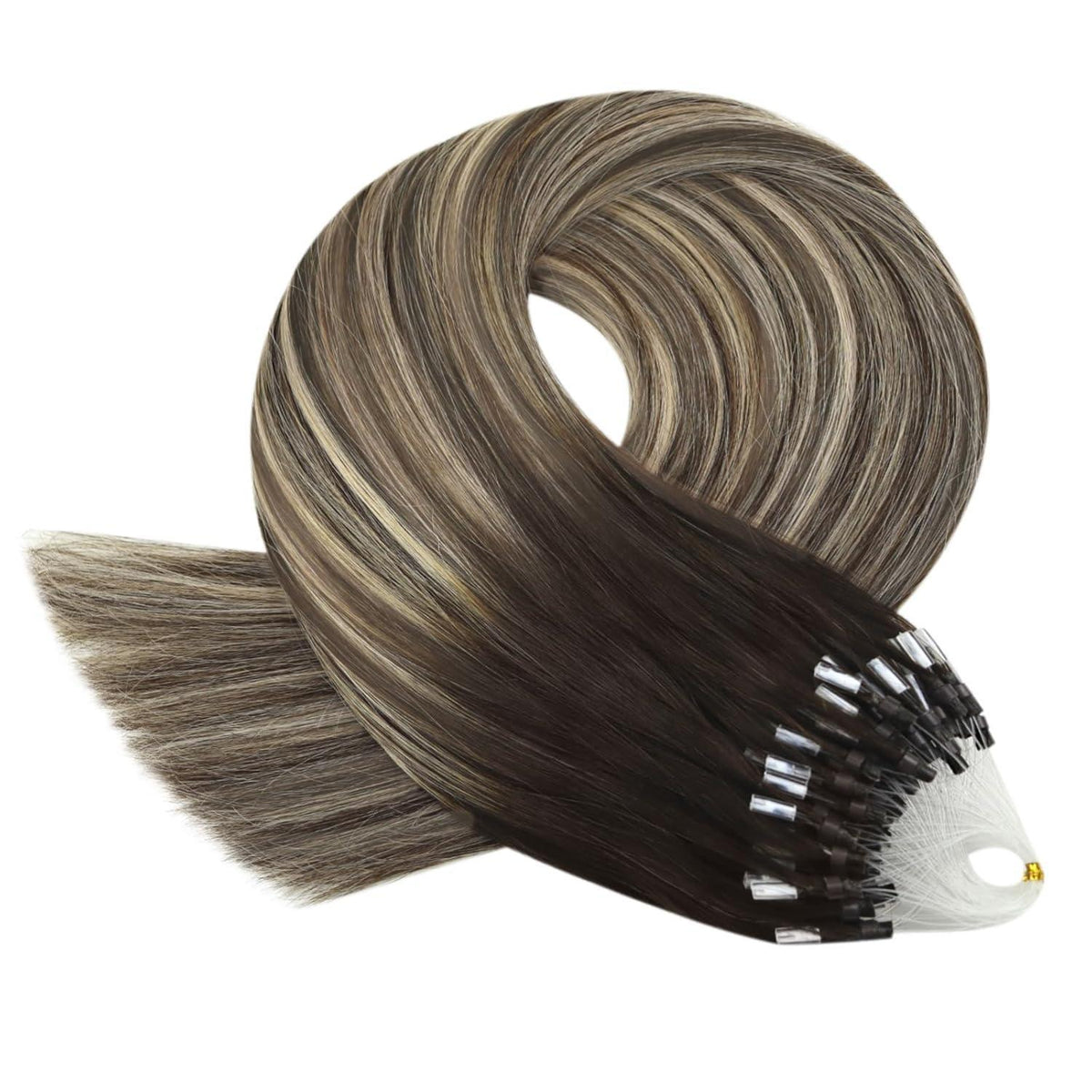 Microring Extensions Ombre Braun Blond 55cm Echthaar