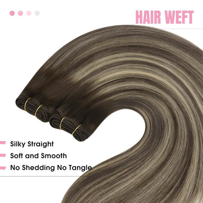 Echthaar Tressen Ombre Braun Aschblond 50cm Remy
