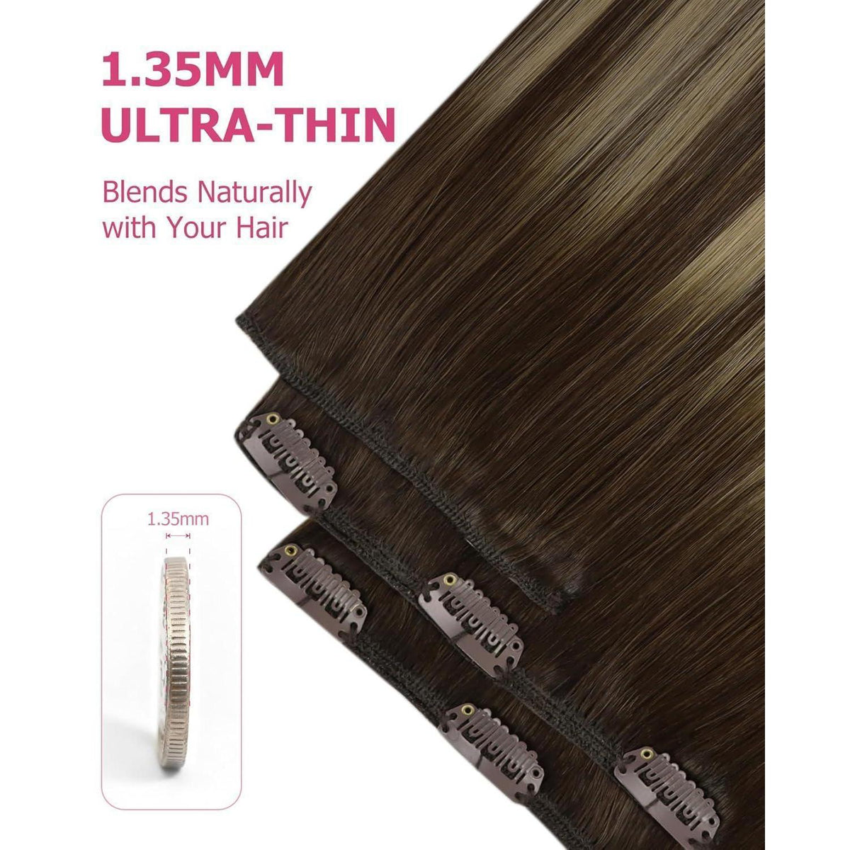Clip-in Echthaar Extensions Ombre Blond Braun 45cm