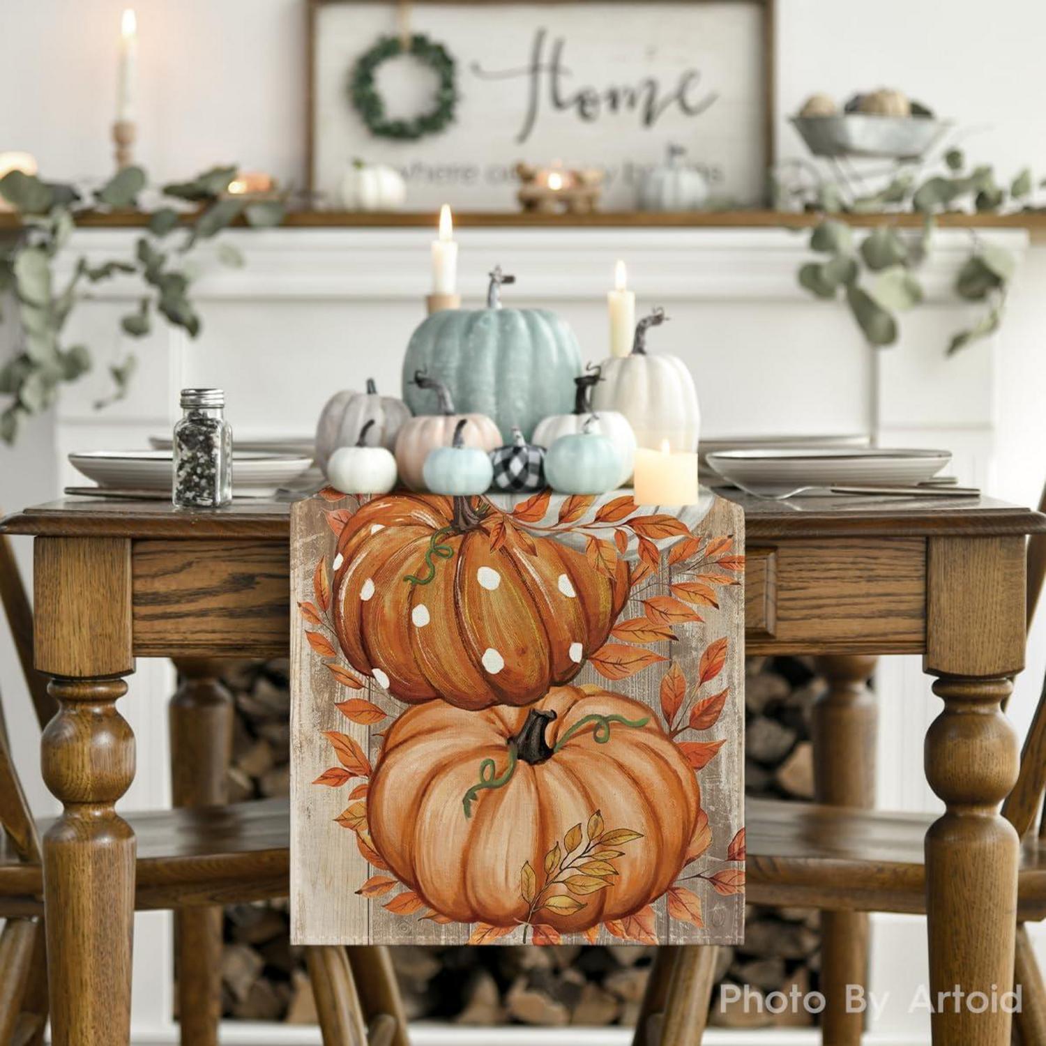 Herbst Tischläufer 100% Polyester Orange 40x180 cm