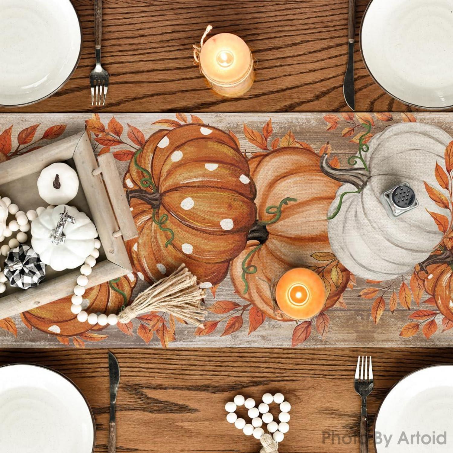 Artoid Herbst Tischläufer Orange 40x180 cm - Saisonal Küche Party Dekor