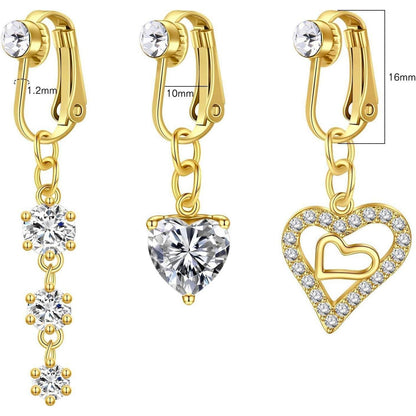 3er Set Fake Bauchnabelpiercing Chirurgenstahl Silber CZ