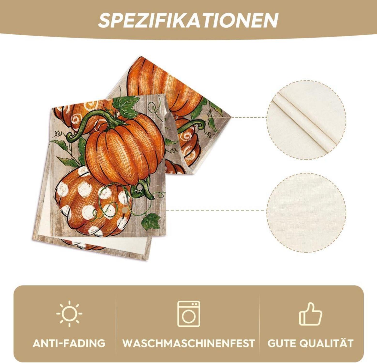 Herbst Tischläufer Kürbisse Blätter 40x180 cm Küche Party Deko