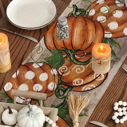 Herbst Tischläufer Kürbisse Blätter 40x180 cm Küche Party Deko