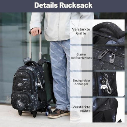 Schulrucksack Trolley 3-teilig für Jungen – Schwarz
