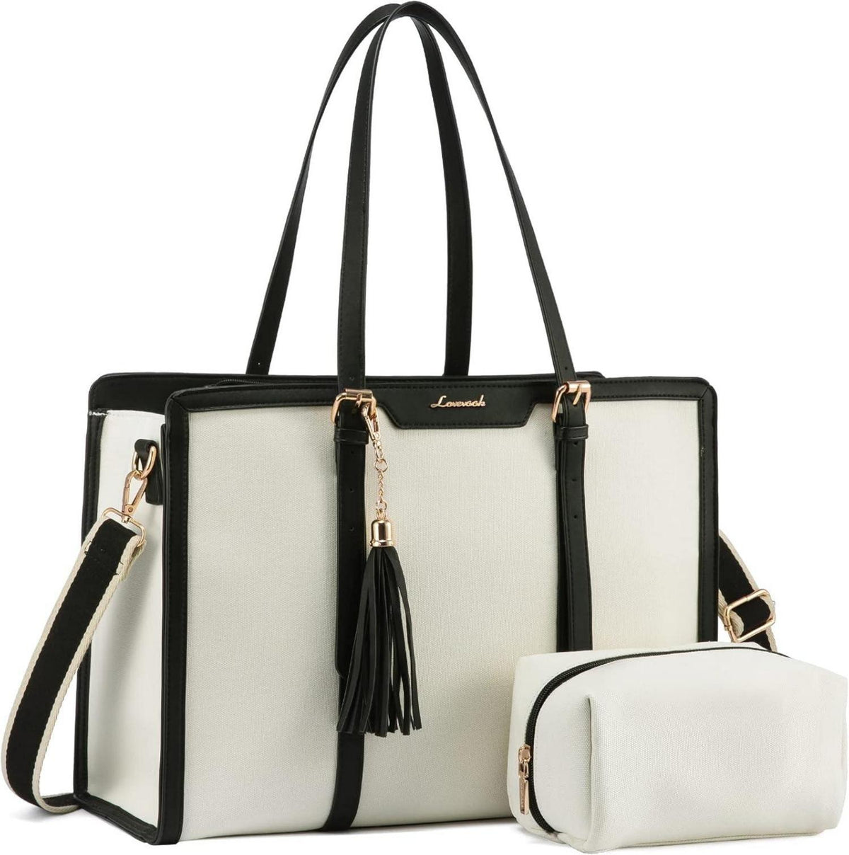Große Laptop Schultertasche Damen Canvas Crossbody 17 Zoll Tasche