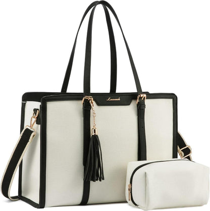 Große Laptop Schultertasche Damen Canvas Crossbody 17 Zoll Tasche