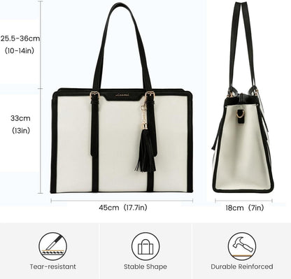 Damen Laptop Handtasche 17 Zoll Canvas Schultertasche mit