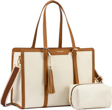 Damen Laptoptasche 15,6 Zoll Canvas Schultertasche mit Kosmetiktasche