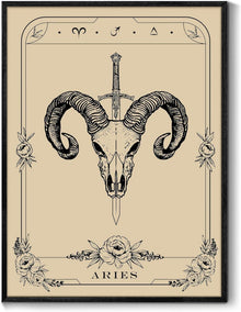 Leinwand Bilder Konstellation mit Rahmen Schwarz 30x40 cm Widder Tarot