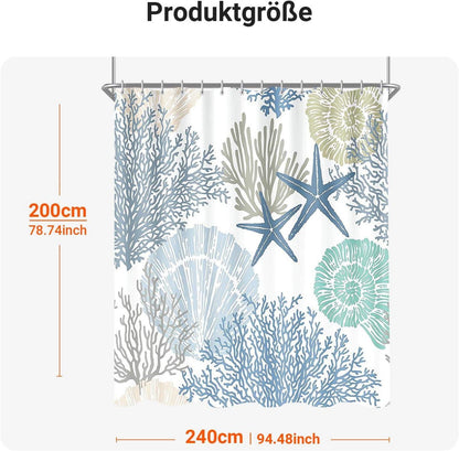 Duschvorhang Unterwasseralgen Muster 240x200cm Waschbar Antischimmel