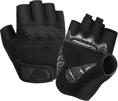 Atmungsaktive Fahrradhandschuhe mit Stoßdämpfung Schwarz