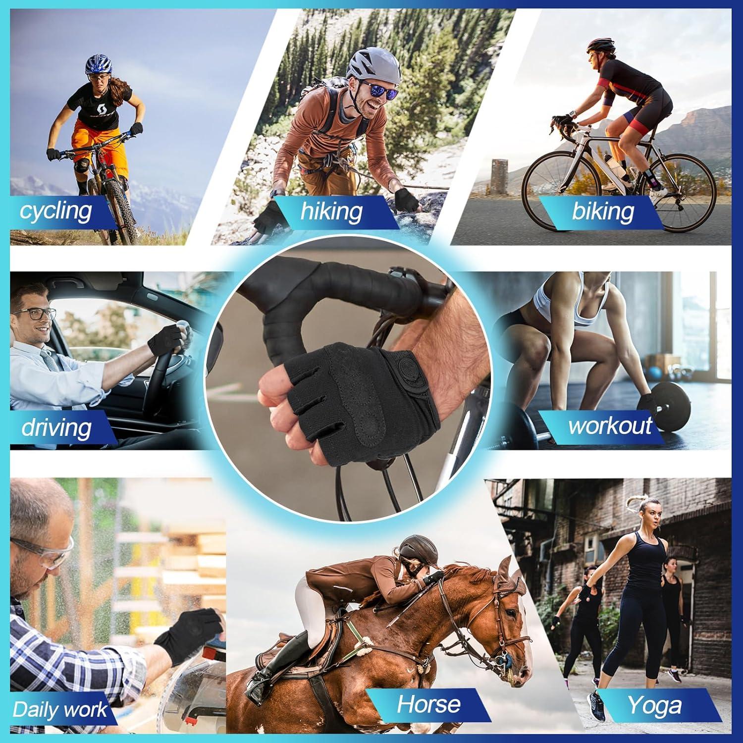 Atmungsaktive Fahrradhandschuhe für Herren und Damen Halbfinger Schwarz XXL